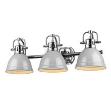  3602-BA3 CH-GY - Duncan 3 Light Bath Vanity in Chrome with a Gray Shade